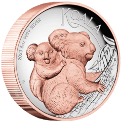 2023 australian koala 5oz silver proof high relief gilded coin