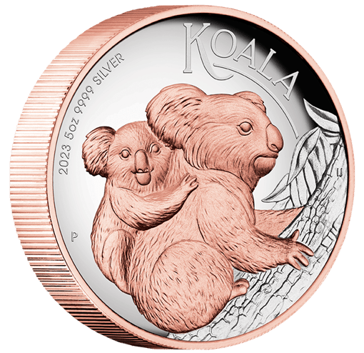2023 australian koala 5oz silver proof high relief gilded coin