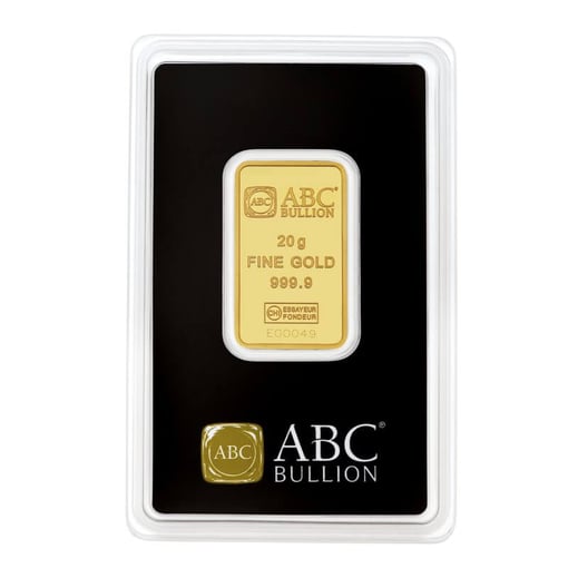 Abc bullion 20g. 9999 gold minted bullion bar in card