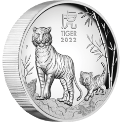2022 year of the tiger 1oz. 9999 silver proof high relief coin