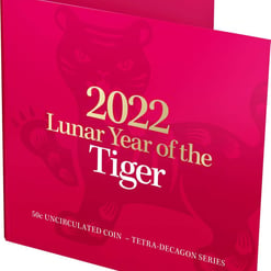 2022 50c lunar year of the tiger uncirculated tetra-decagon coin - cuni