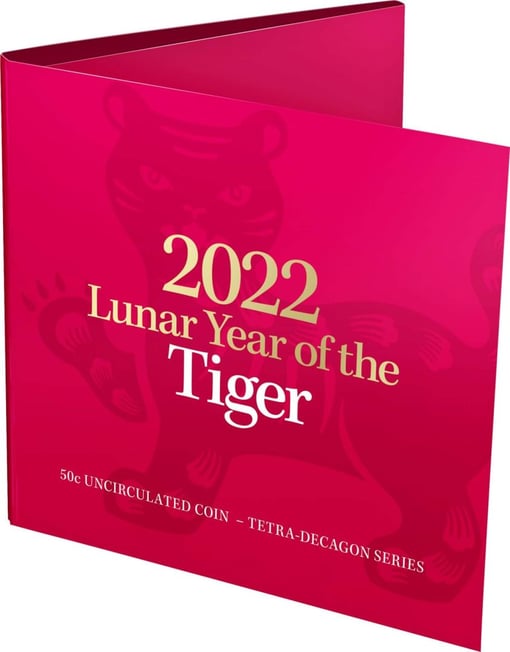 2022 50c lunar year of the tiger uncirculated tetra-decagon coin - cuni