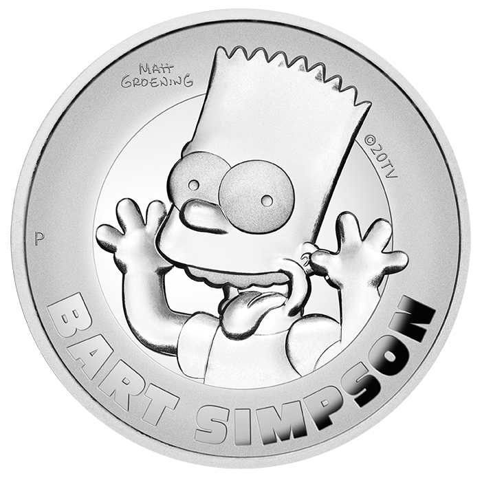 2022 The Simpsons - Bart Simpson 2oz .9999 Silver Proof High Relief Coin