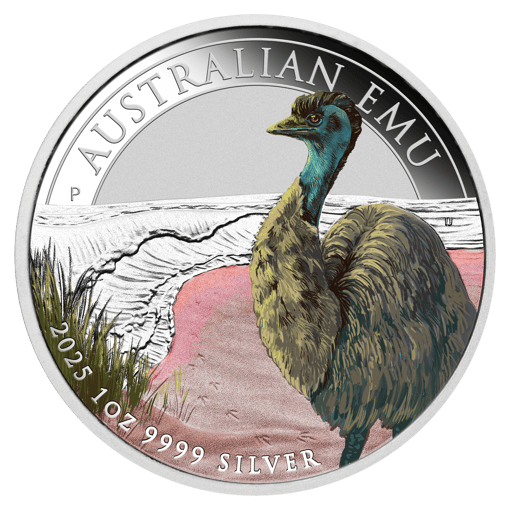 2025 australian emu 1oz coloured silver coin