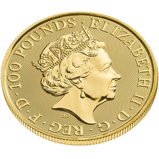 2022 the tudor beasts - the lion of england 1oz. 9999 gold bullion coin