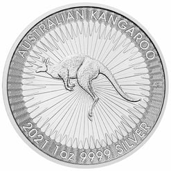 2021 Australian Kangaroo 1oz .9999 Silver Bullion Coin Front