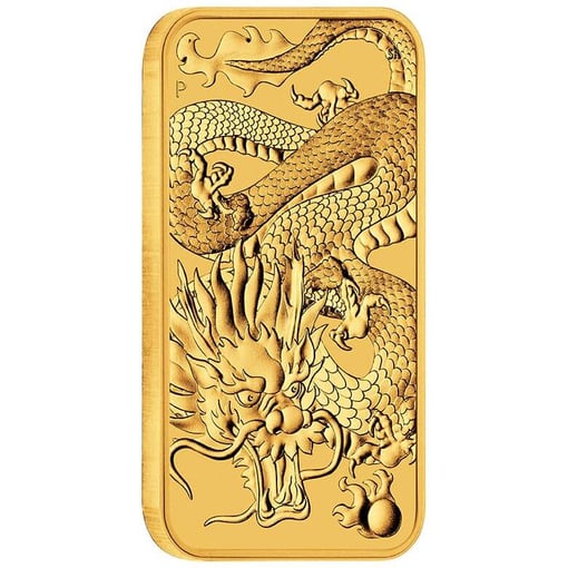 2022 dragon 1oz. 9999 gold bullion rectangular coin