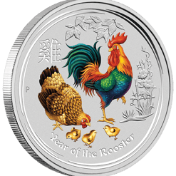 2017 year of the rooster 1/2oz 9999 coloured silver bullion coin lunar series ii