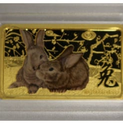 2011 Year of the Rabbit 10g .9999 Rectangular Gold Proof Coin - Lunar Calendar Coin Series - Perth Mint
