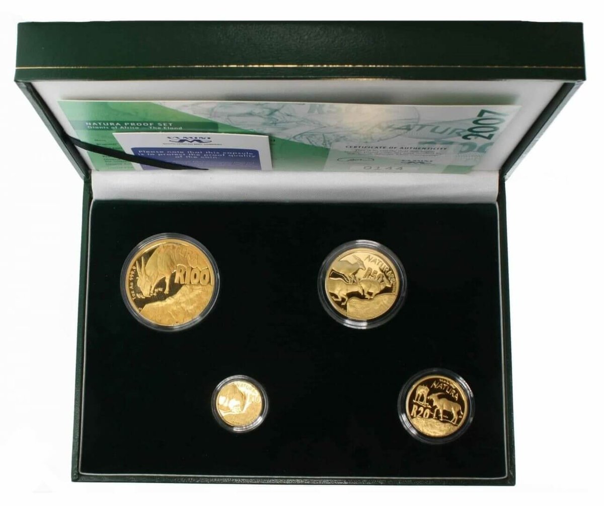 244434-2007-giants-of-africa-the-eland-4-coin-gold-proof-set-natura-proof-set