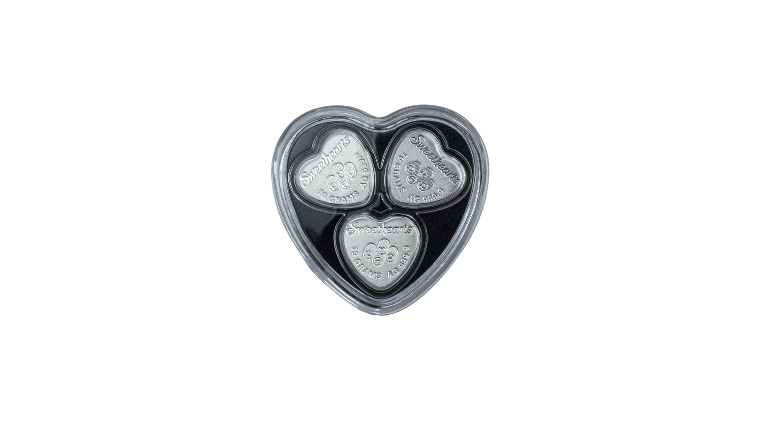 2022 sweethearts candy 30g pure silver 3 hearts set - 3 x 10g hearts