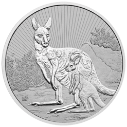 2023 Mother & Baby Kangaroo 10oz .9999 Silver Bullion Piedfort Coin