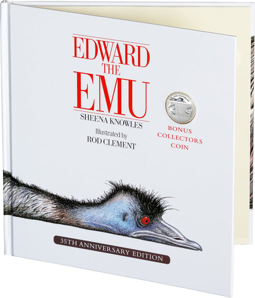 2023 20c 35th anniversary of edward the emu coloured coin in special edition book - cuni