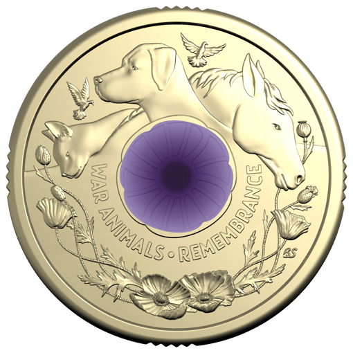 11415 2024-purple-poppy-war-animals-remembrance-coloured-coin-in