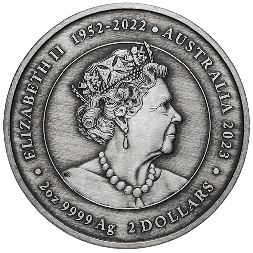 2023 kangaroo yongka 2oz silver antiqued coloured coin