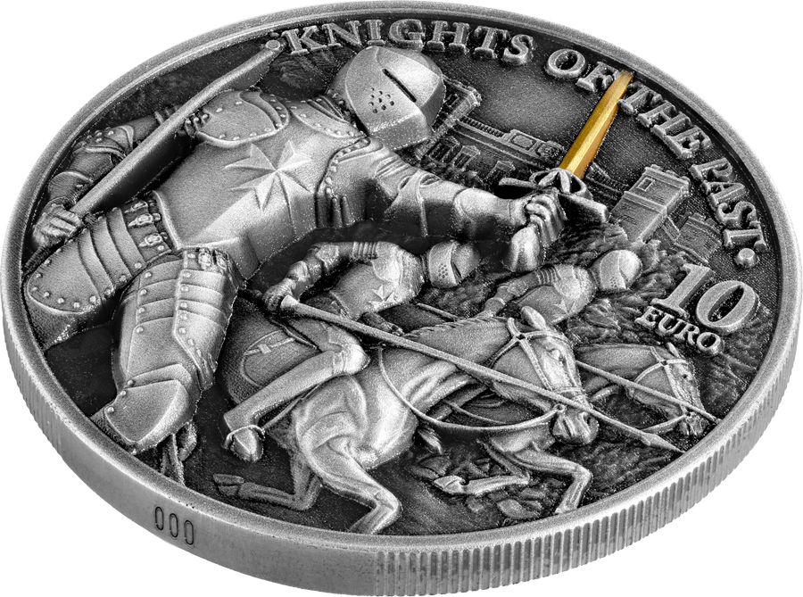 2021 malta knights of the past 2oz. 9999 antiqued silver high relief coin - 10 euro