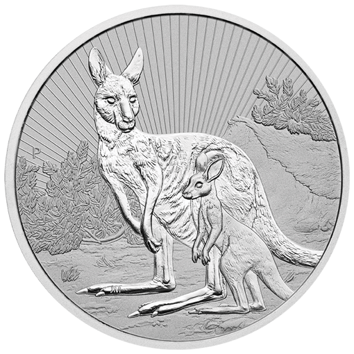 2023 mother & baby kangaroo 2oz. 9999 silver bullion piedfort coin