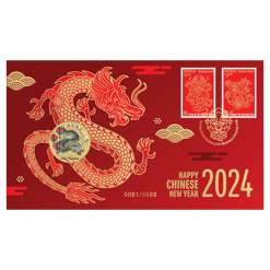 2024 happy chinese new year stamp & coin cover