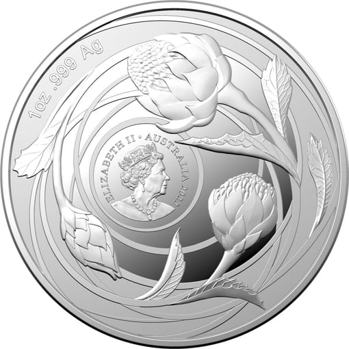2022 wildflowers of australia - waratah 1oz. 999 silver bullion coin