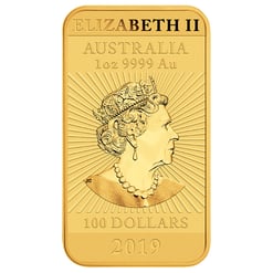 2019 dragon 1oz. 9999 gold bullion rectangular coin
