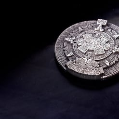 2022 aztec sun stone 2oz. 999 silver antiqued stacker