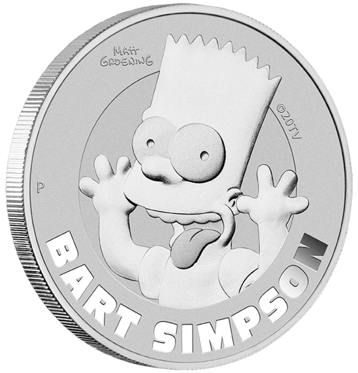 2022 the simpsons - bart simpson 1oz. 9999 silver coin in card