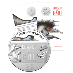 2023 20c 35th Anniversary of Edward the Emu Coloured Coin in Card - CuNi
