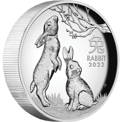 2023 year of the rabbit 1oz silver proof high relief coin - lunar series iii