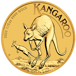 2022 Australian Kangaroo 1/2oz .9999 Gold Bullion Coin