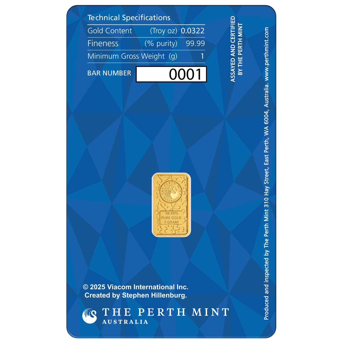 2025 spongebob squarepants 1g gold minted bar - image 3