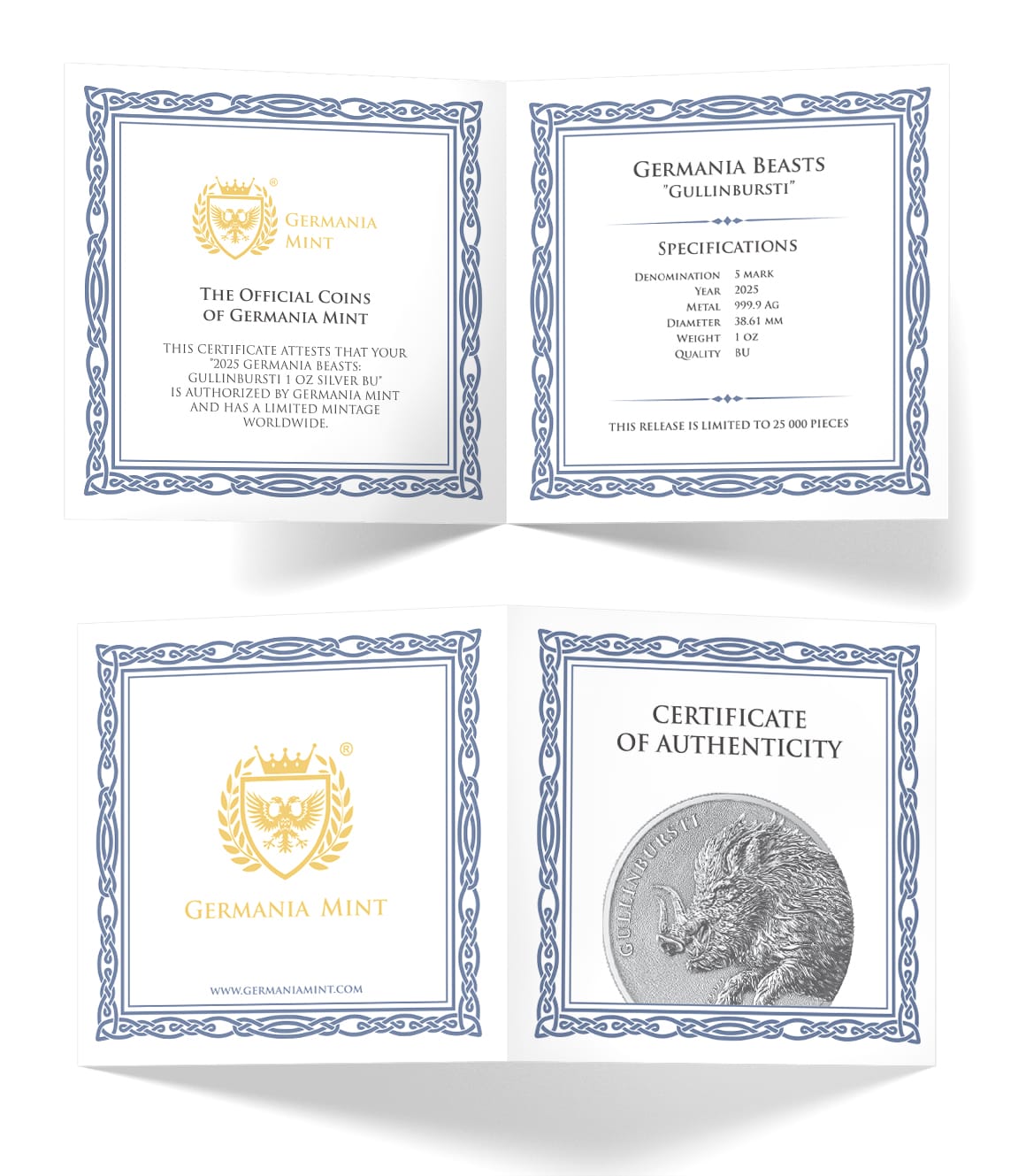 2025 germania beasts gullinbursti 1oz silver 2 coin set
