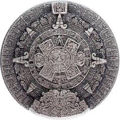 2022 Aztec Sun Stone 2oz .999 Silver Antiqued Stacker