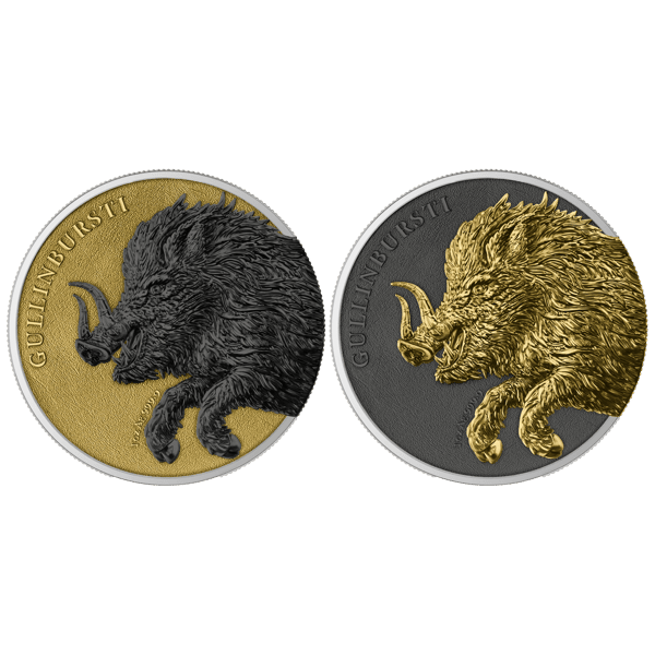 2025 germania beasts gullinbursti 1oz silver 2 coin set gilded