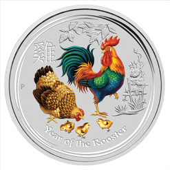 2017 Year of the Rooster 1/2oz 9999 Coloured Silver Bullion Coin Lunar Series II