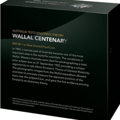 2022 $5 wallal centenary - australia tests einstein's theory 1oz. 999 silver proof domed coin