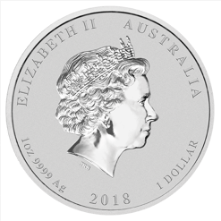2018 1 oz - silver coin – gilded dog in capsule - the perth mint 999 & 9999