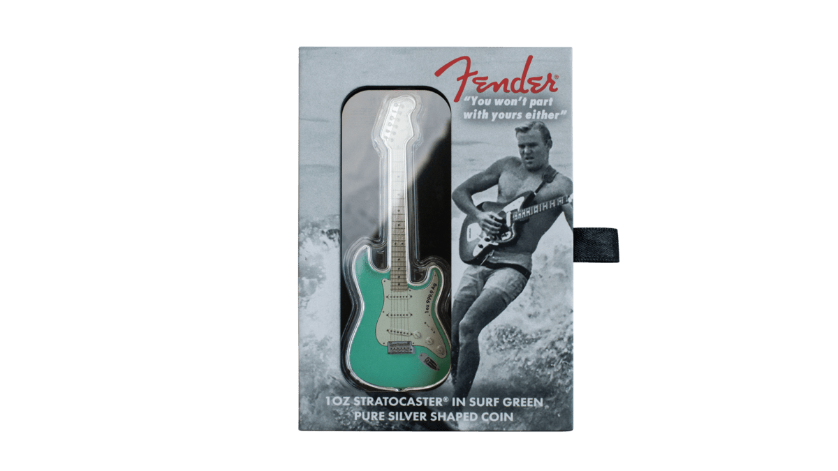 Smksfender1strato22-2022-fender-stratocaster-1oz-9999-guitar-shaped-silver-coin-in-surf-green