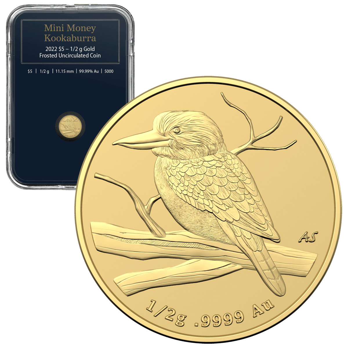 11082-2022-5-mini-money-kookaburra-12gm-0-5g-9999-gold-frosted-uncirculated-coin