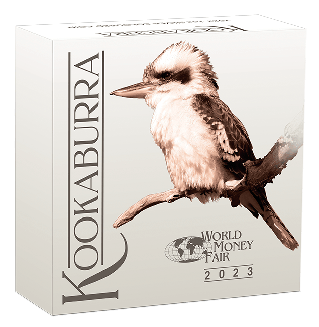 23022ddaa-2023-australian-kookaburra-1oz-silver-coloured-coin-world-money-fair