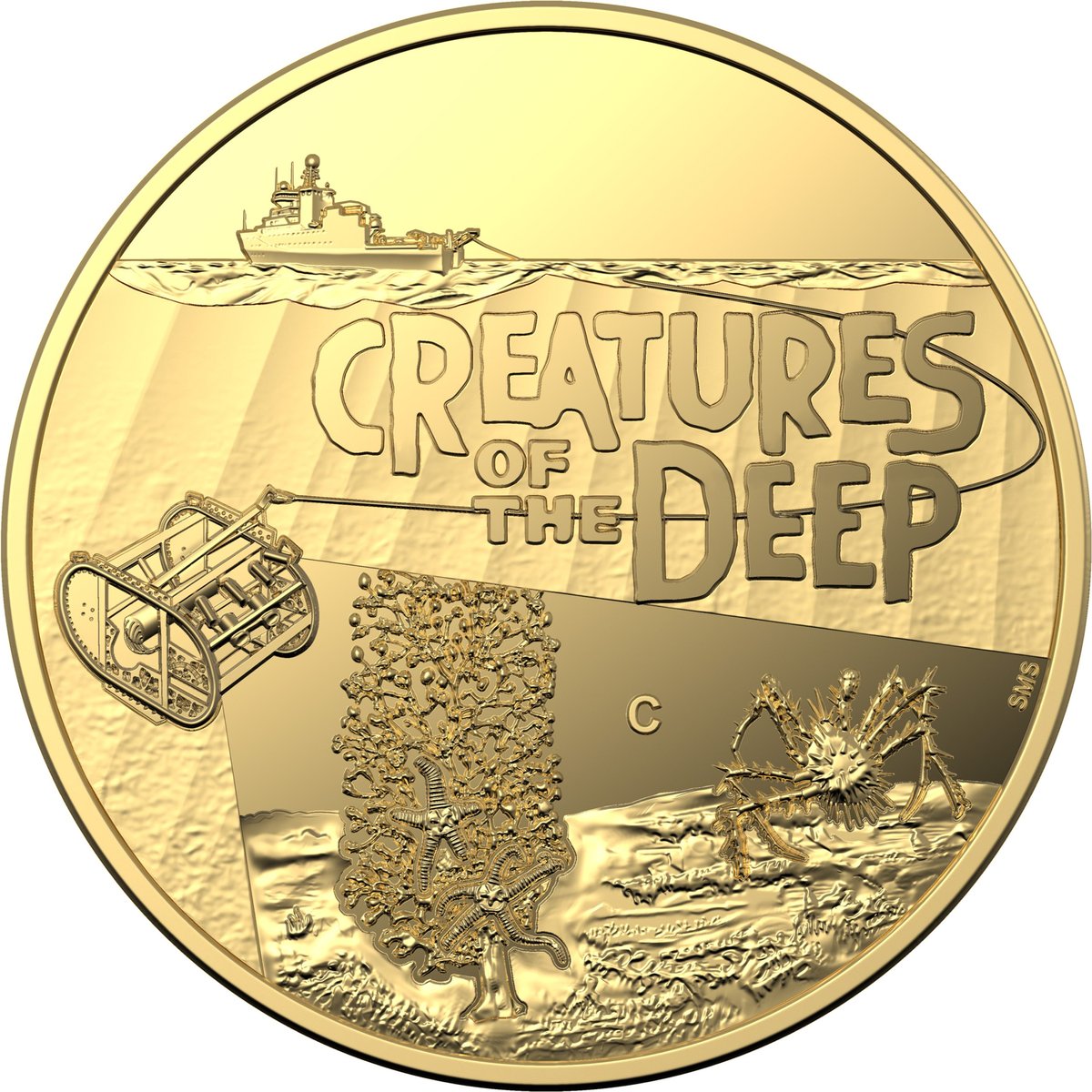 11083-2023-10-creatures-of-the-deep-110oz-c-mintmark-gold-proof-coin
