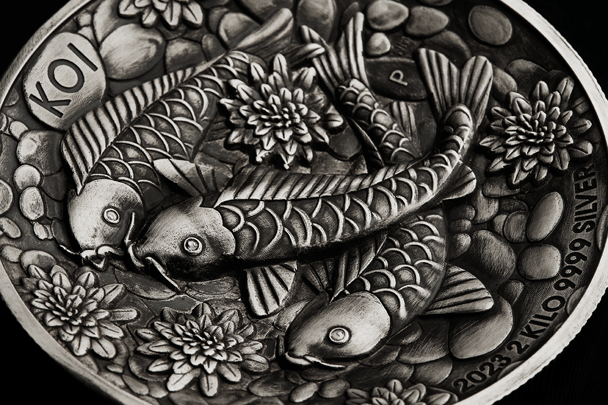 23p74aaa-2023-koi-fish-2-kilo-silver-antiqued-high-relief-coin