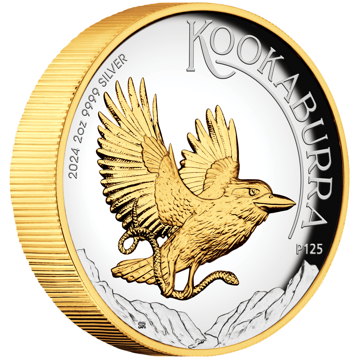 24322ccaa-2024-australian-kookaburra-2oz-silver-proof-high-relief-gilded-coin