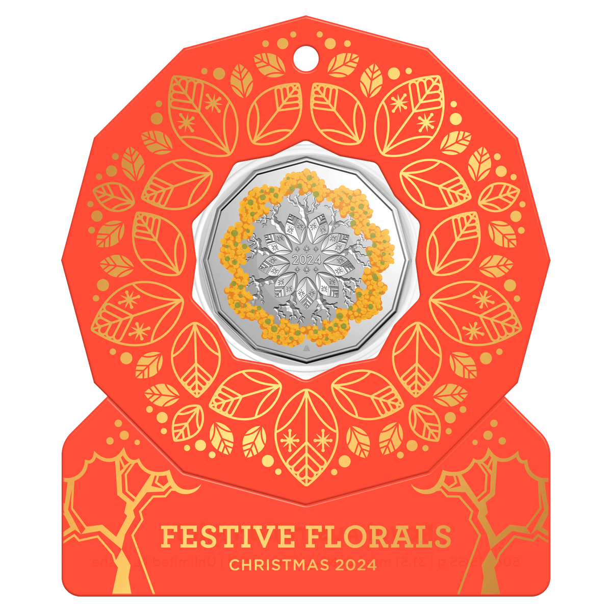11590-2024-christmas-festive-florals-coloured-coin-pack-of-5