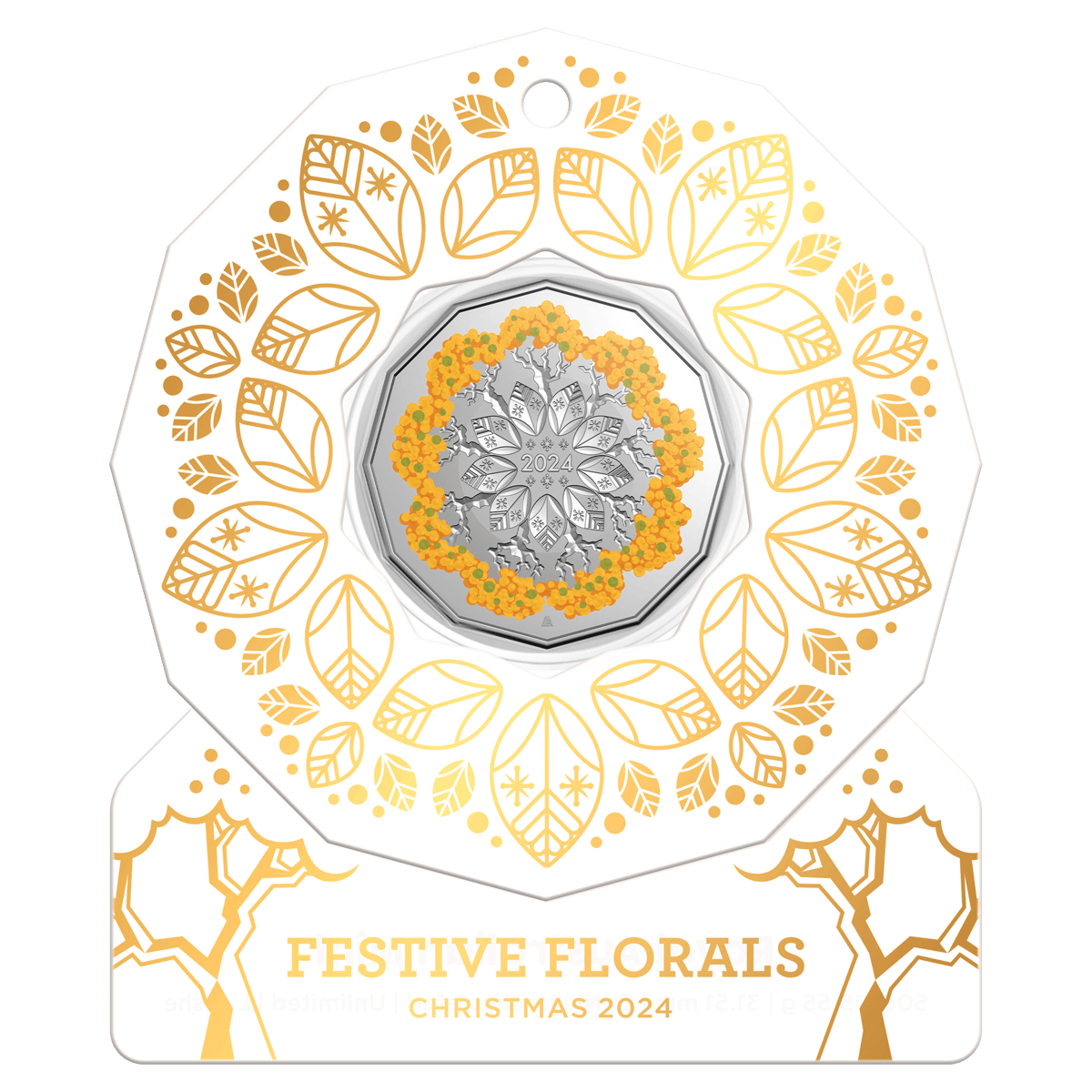 11590-2024-christmas-festive-florals-coloured-coin-pack-of-5