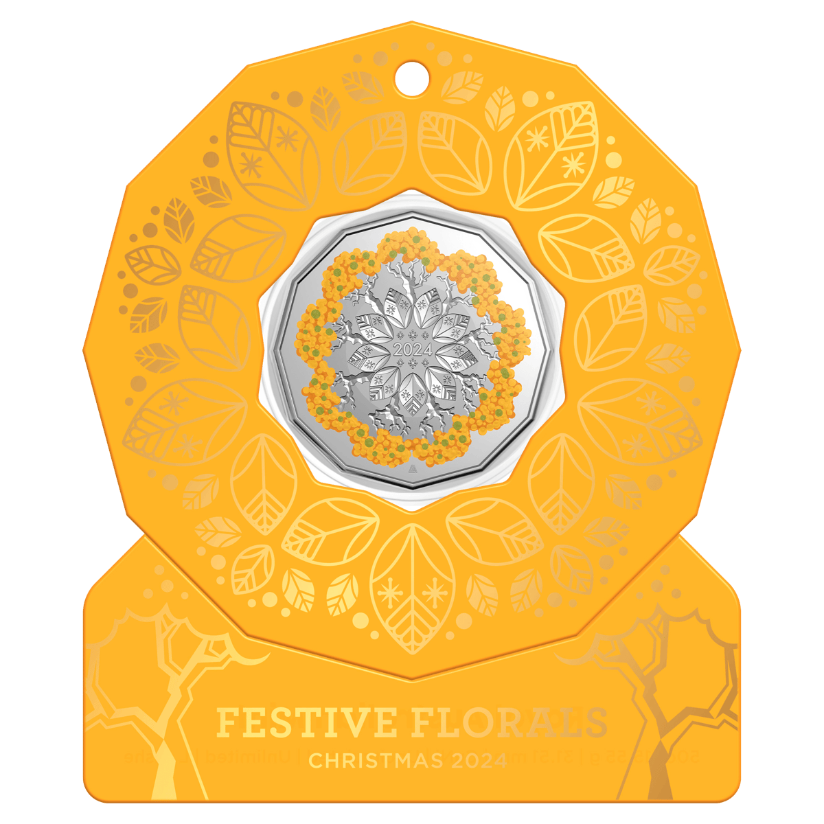 11590-2024-christmas-festive-florals-coloured-coin-pack-of-5