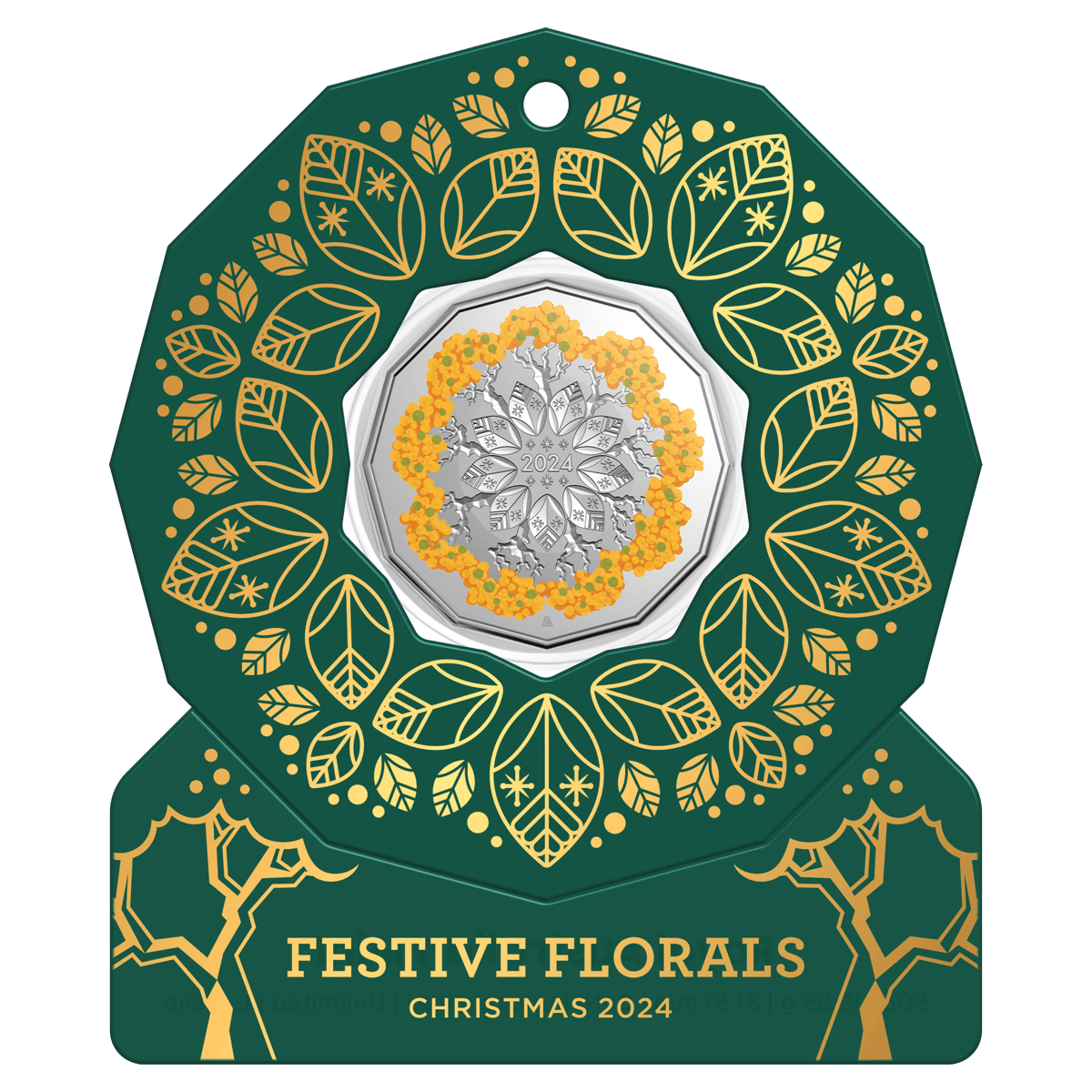 11590-2024-christmas-festive-florals-coloured-coin-pack-of-5