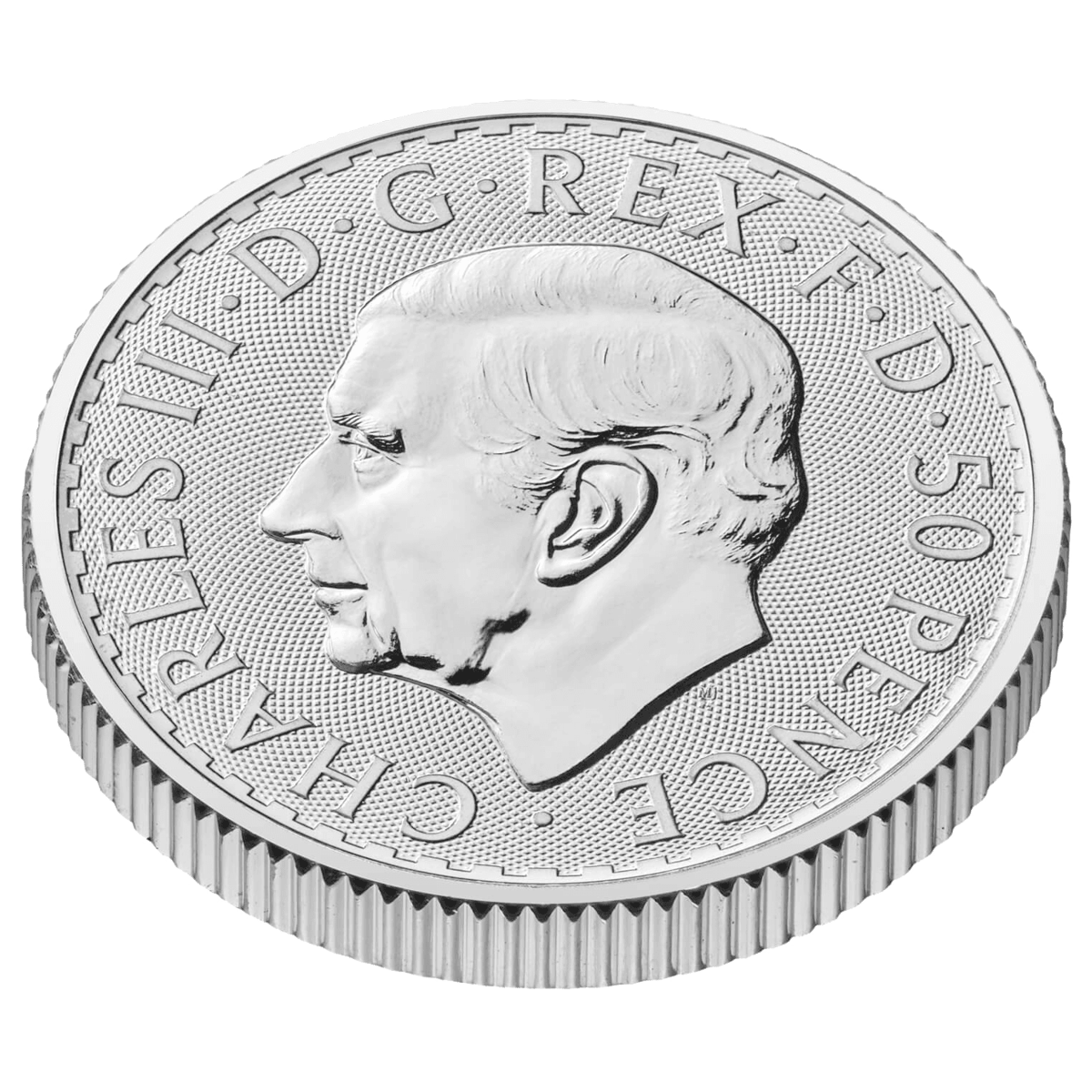 Obverse-side-on-ukb25so14-2025-britannia-1-4oz-silver-coin