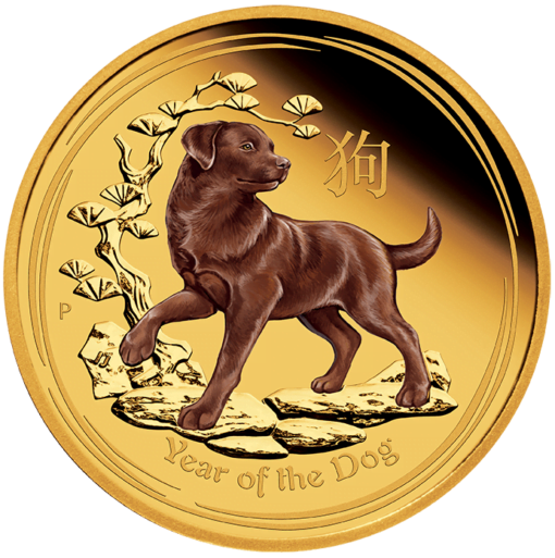 2018 1 oz coloured dog gold coin the perth mint 9999