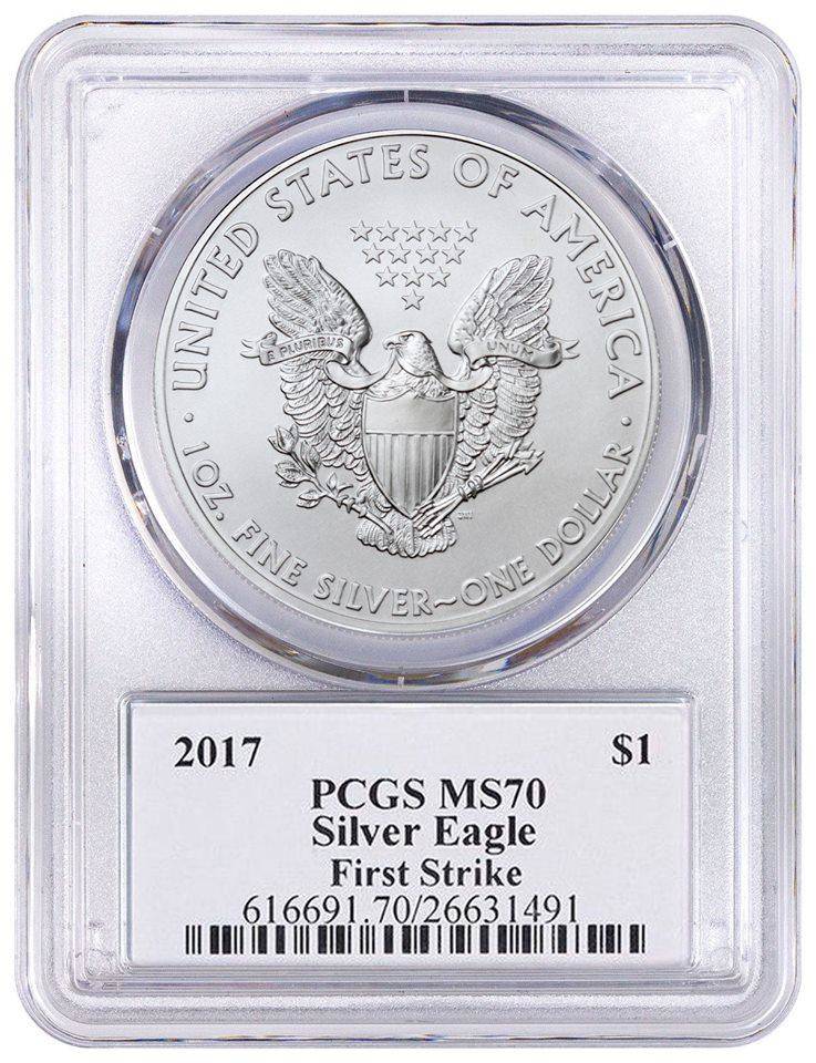 2017 AMERICAN SILVER EAGLE FIRST STRIKE Dollar MS70 PCGS 
