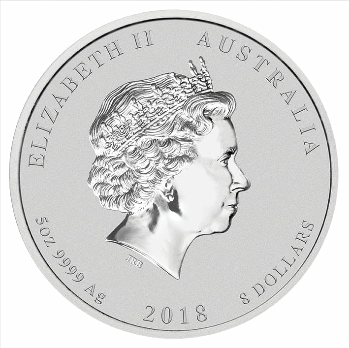 2018 Year Of The Dog 5oz .9999 Silver Bullion Coin - Lunar Series II - The Perth Mint 2
